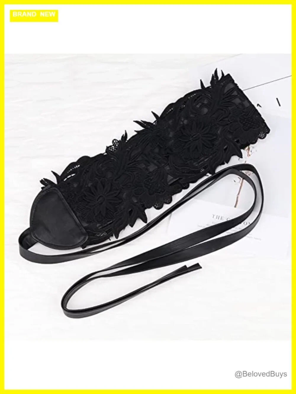 Lace Wide Waist Belt Bow Tie Wrap Around Waistband Obi Belt Faux Leather Corset